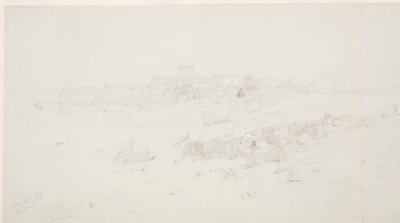 Tekening, Tempels in de ochtend, Baalbek, 12 mei 1868 door Frederic Edwin Church